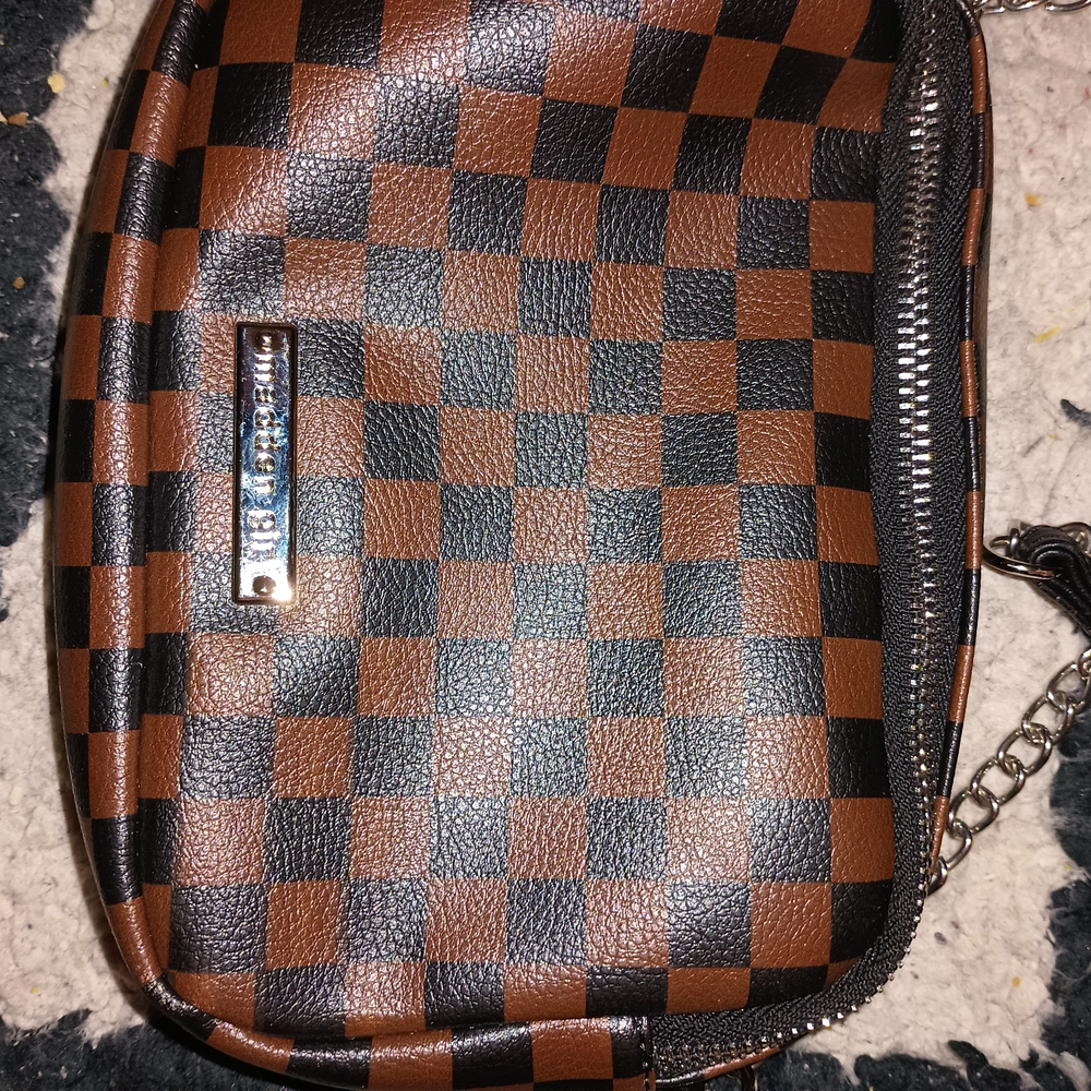 Madden Girl Checkered Brown and Black Crossbody Bag